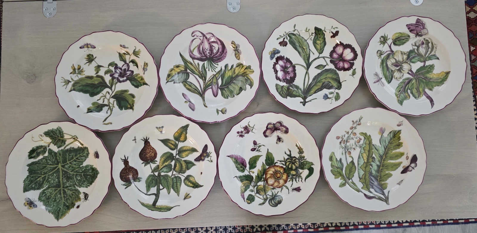 VTG 24 Pcs Set Mottahedeh Chelsea Flowers Vista Alegre Portugal MMA Botanical
