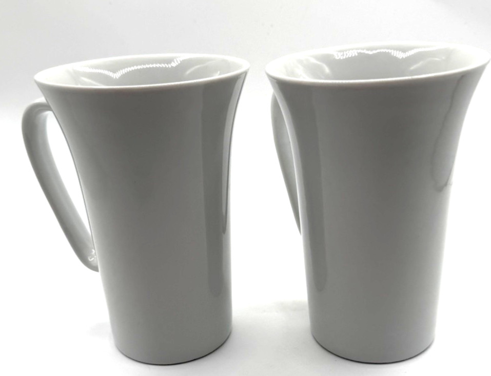 Pair 2 Luminous White by Pier 1 imports OVERSIZED LATTE MUGS 6 1/8 inches Height