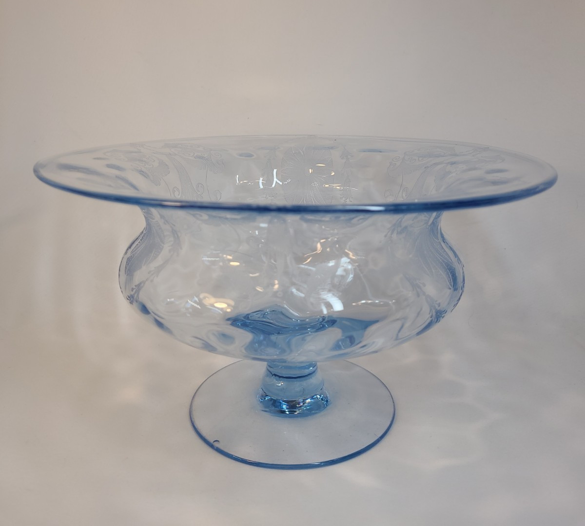 Vintage Fostoria Versailles Azure Blue Glass Centerpiece Console Bowl 11 in