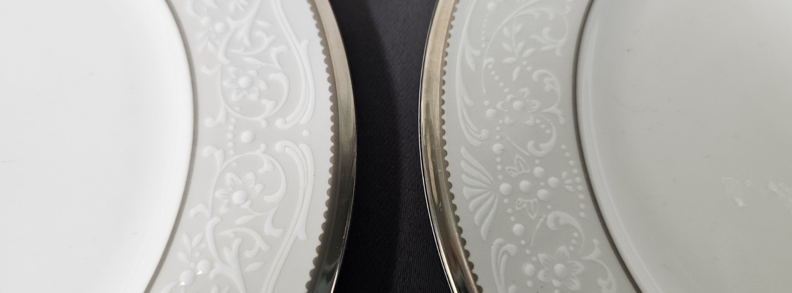 Noritake Silver Palace Bone China Lot 6 Enamel Scroll Dots Platinum Trim Setting