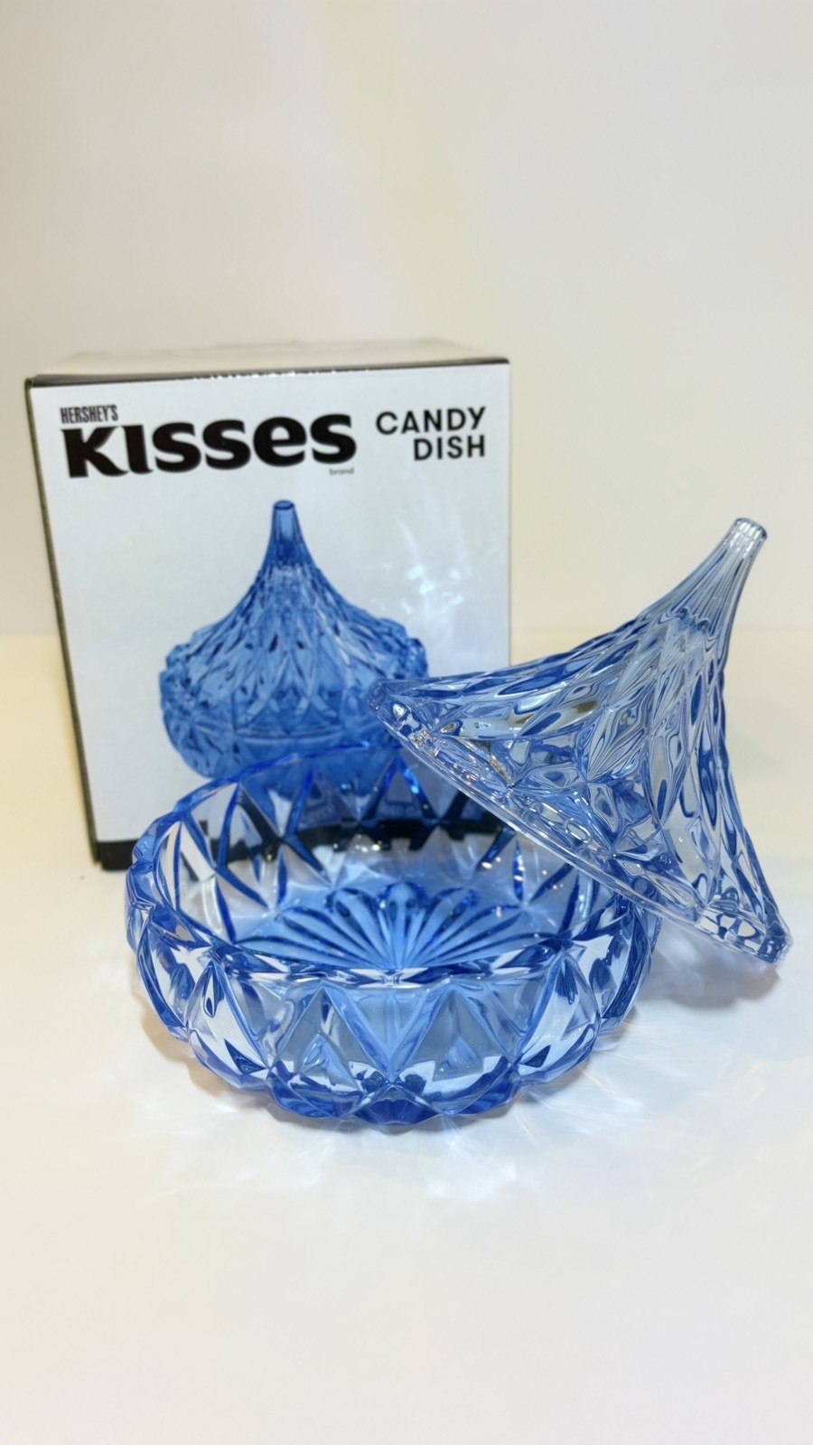 Hershey’s Kisses Godinger Crystal Blue Candy Dish crystal NIB