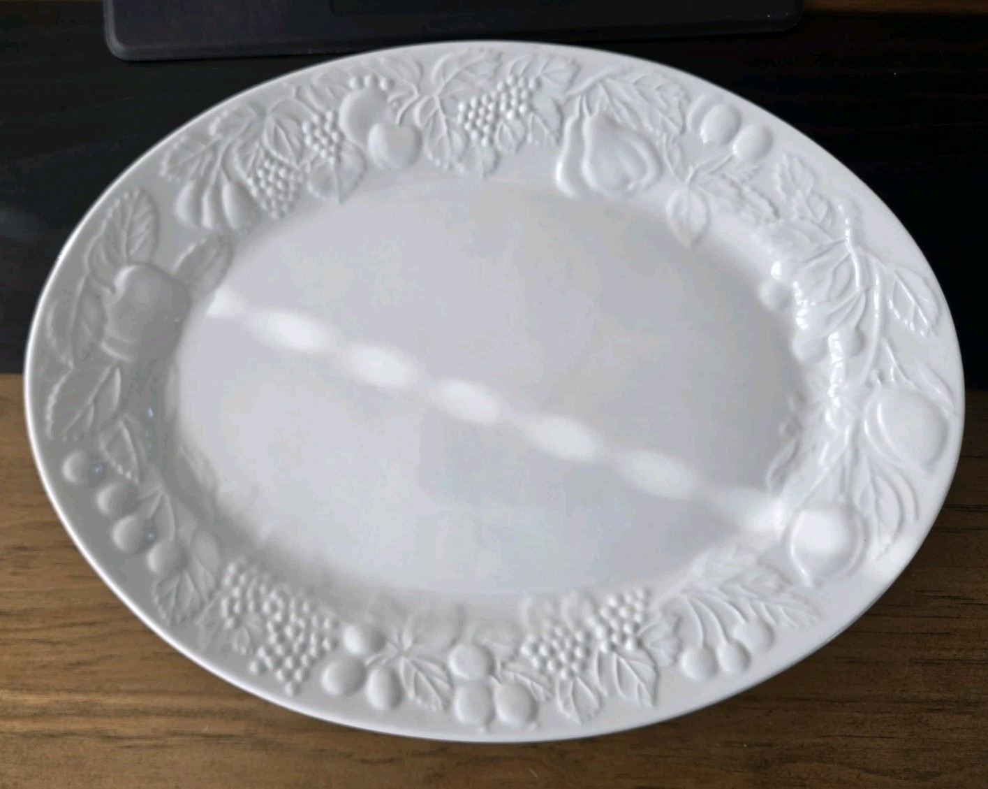 Gibson FRUIT China White Embossed Serving Platter Dishwasher/Microwave Safe