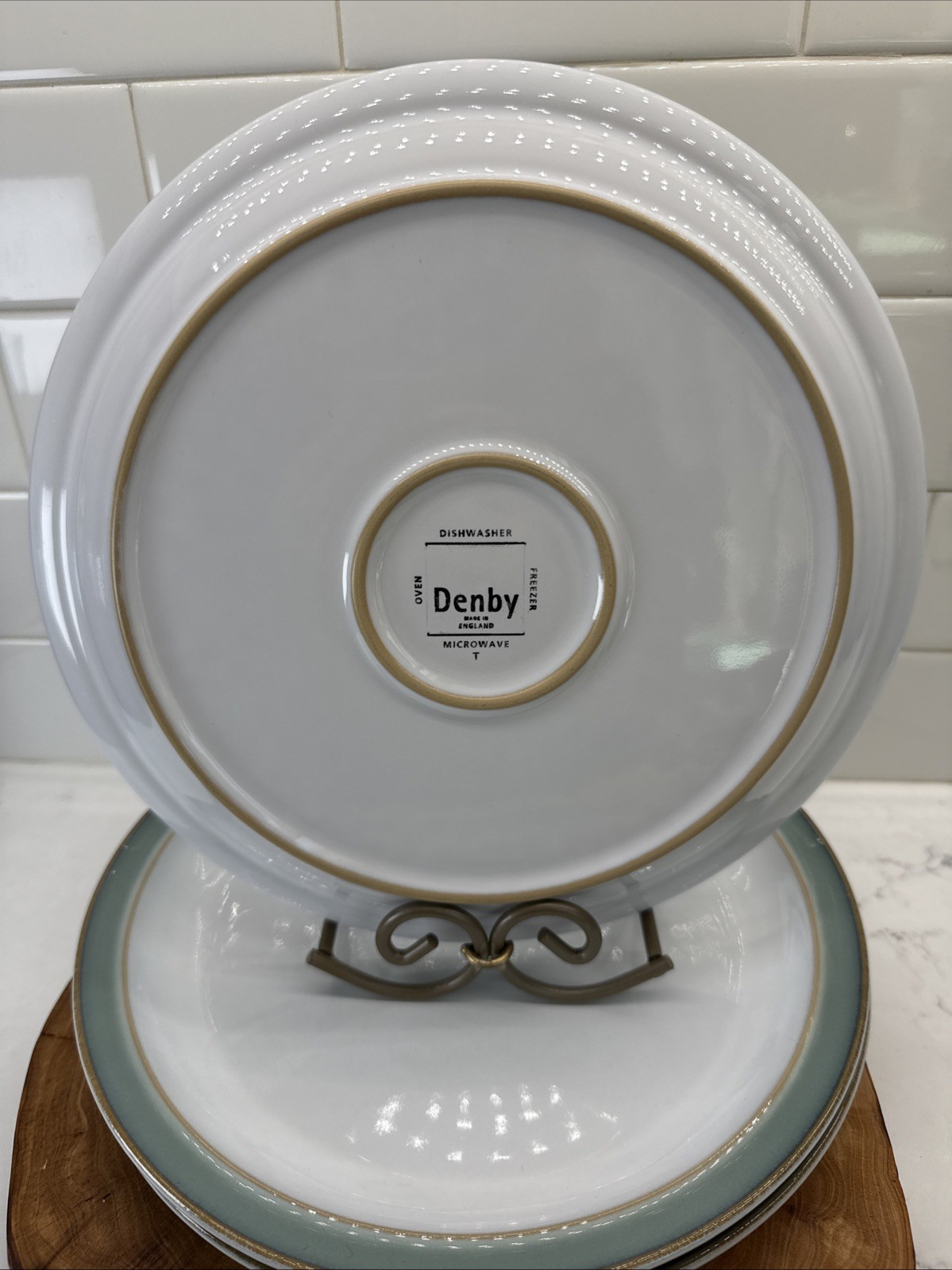 4-Denby England Regency Green 10 3/8″ Dinner Plates