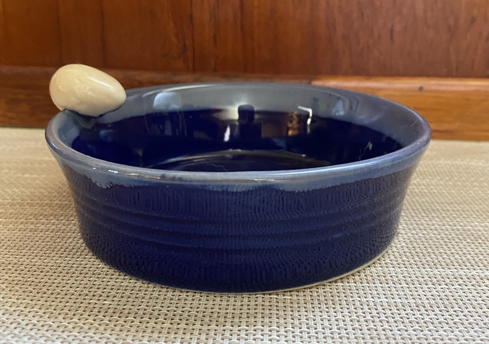Blue Drip Glaze Pottery Bowl Egg 5 1/2” Across Tumbleweed Pottery
