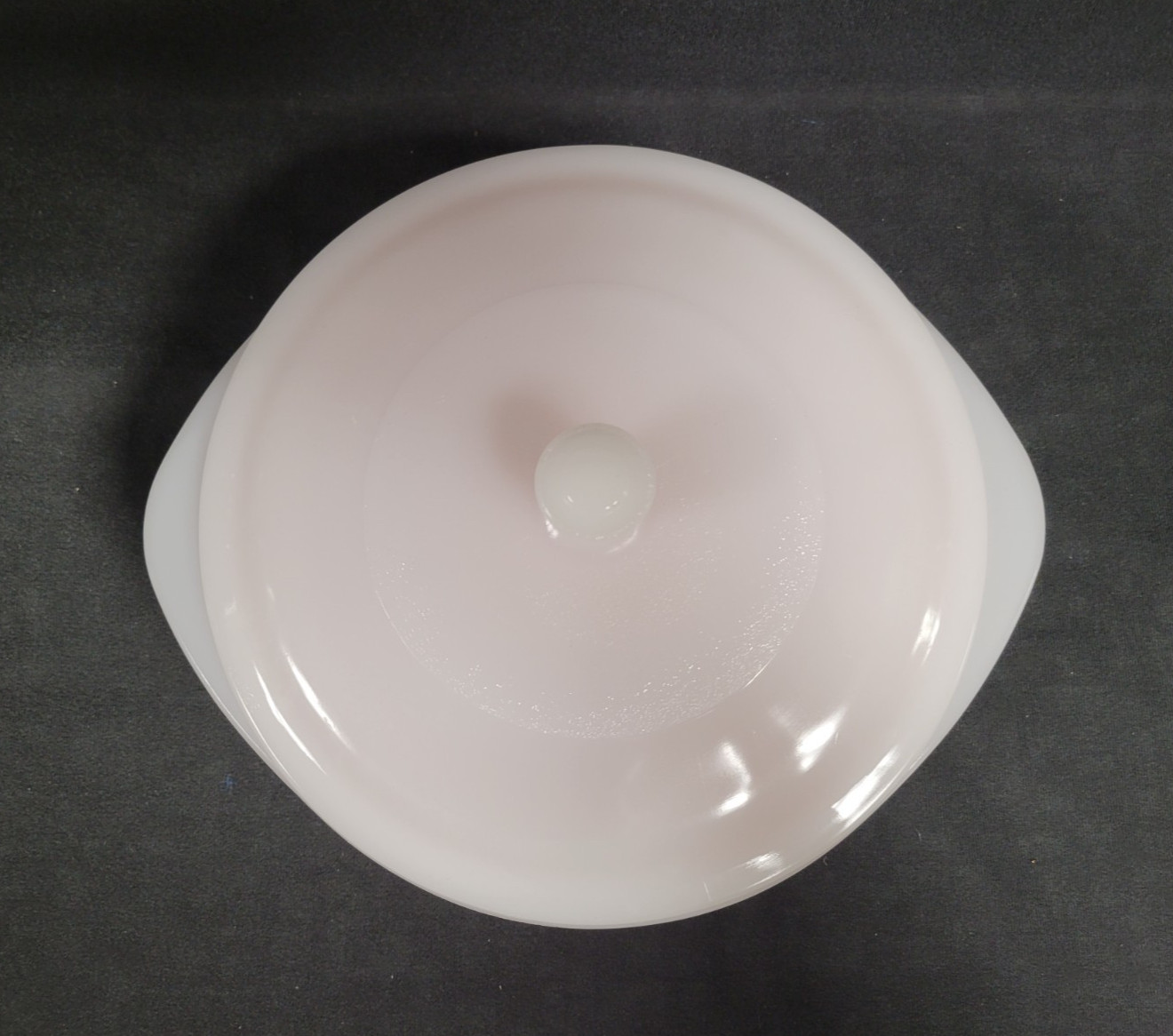 Vintage Glasbake J514 White 2 Quart Casserole Dish W/ Lid Pink/Red Polka Dots