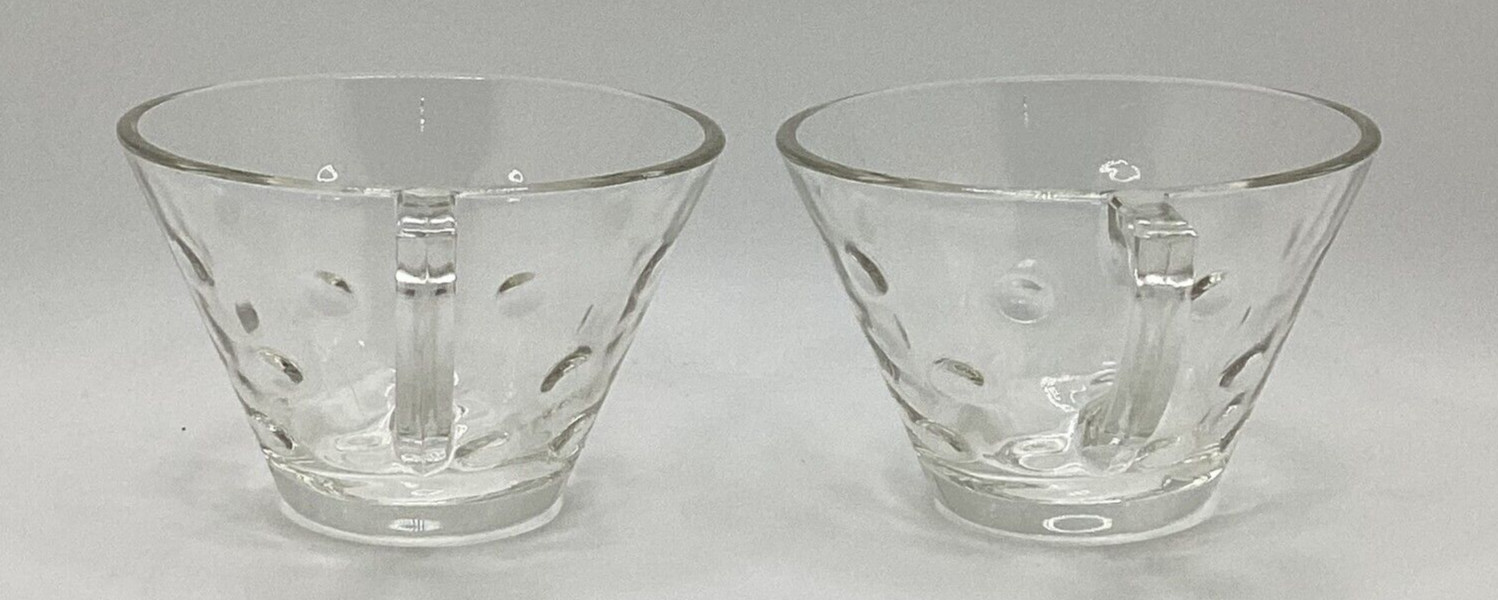 2 Vintage Anchor Hocking Bubble White 8 Ounce Glass Coffee / Tea Cup