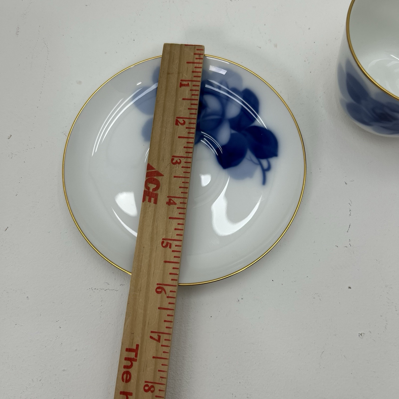 Vintage Okura Art Japan Blue Rose Tea Cup With Saucer China