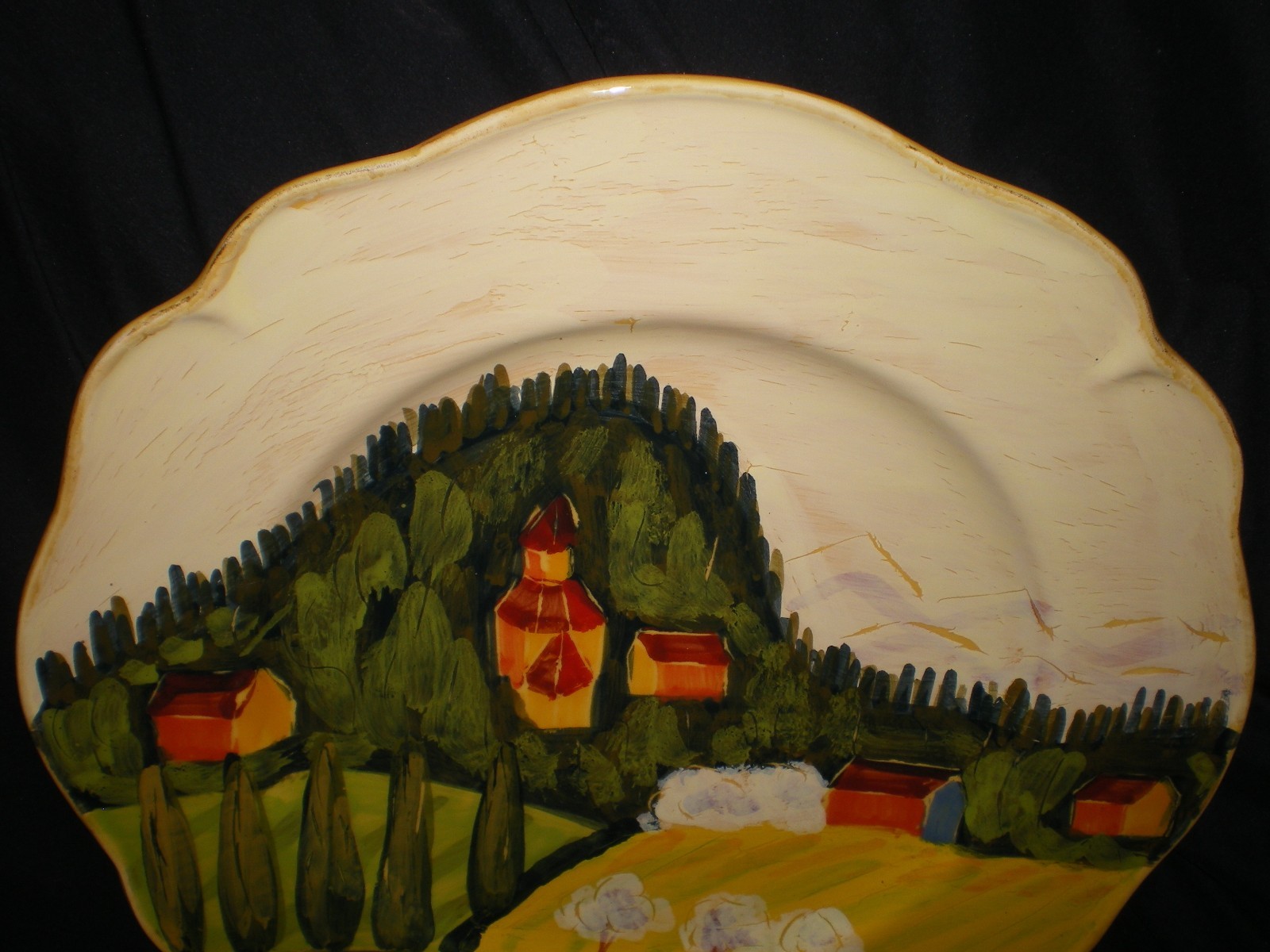 RARE Vietri 13″ Art Pottery Charger Serving Plate Italian Countryside Tuscany