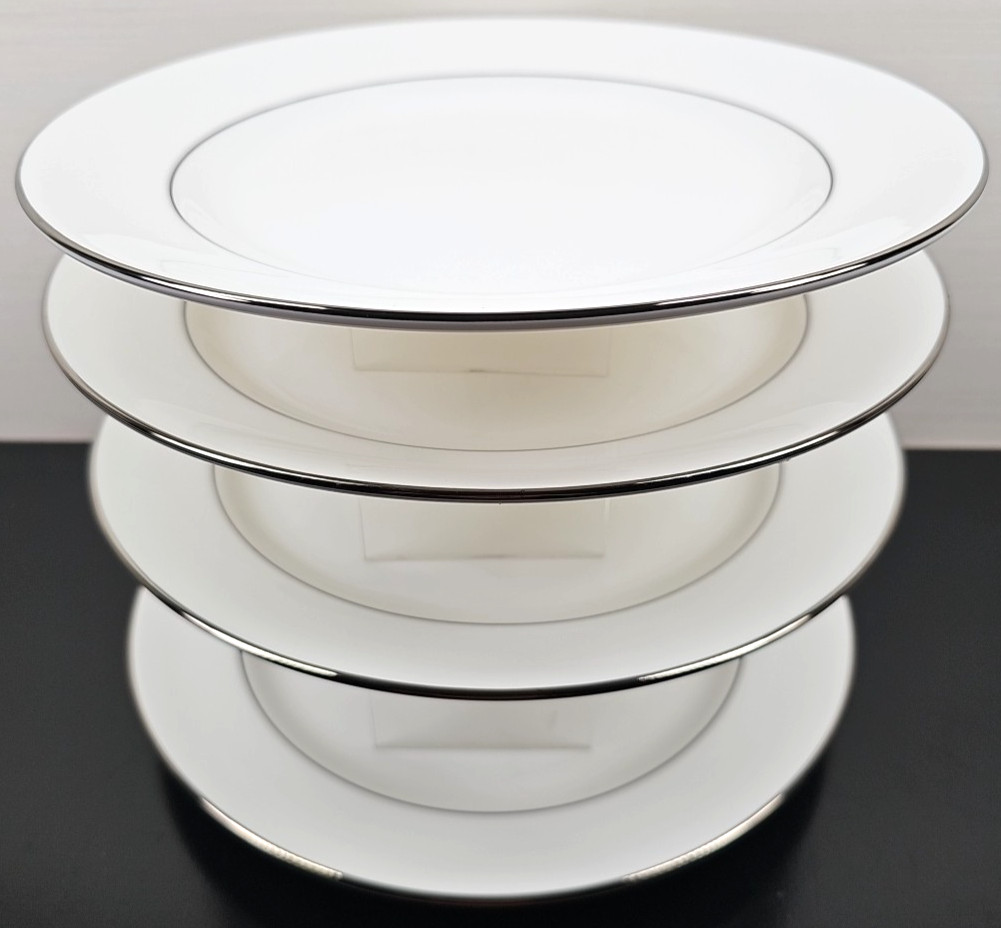 4 Lenox Continental Dining Platinum Dinner Plates Set Elegant Serving Dishes Lot