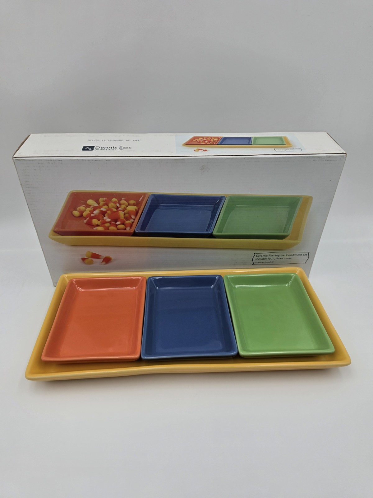 Dennis East International Ceramic Rectangular 4pc. Candy / Condiment Tray 2004