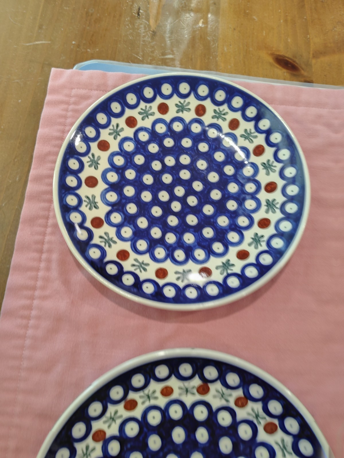 Manufatura Boleslawiec Polish Pottery Plate 7.25″ D Blue Red Green Salad/Dessert