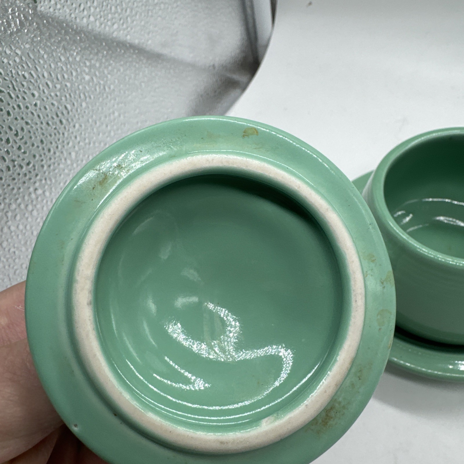 Fiesta Homer Laughlin Fiestaware Sugar Creamer & Tray Set Sea Mist Made in USA