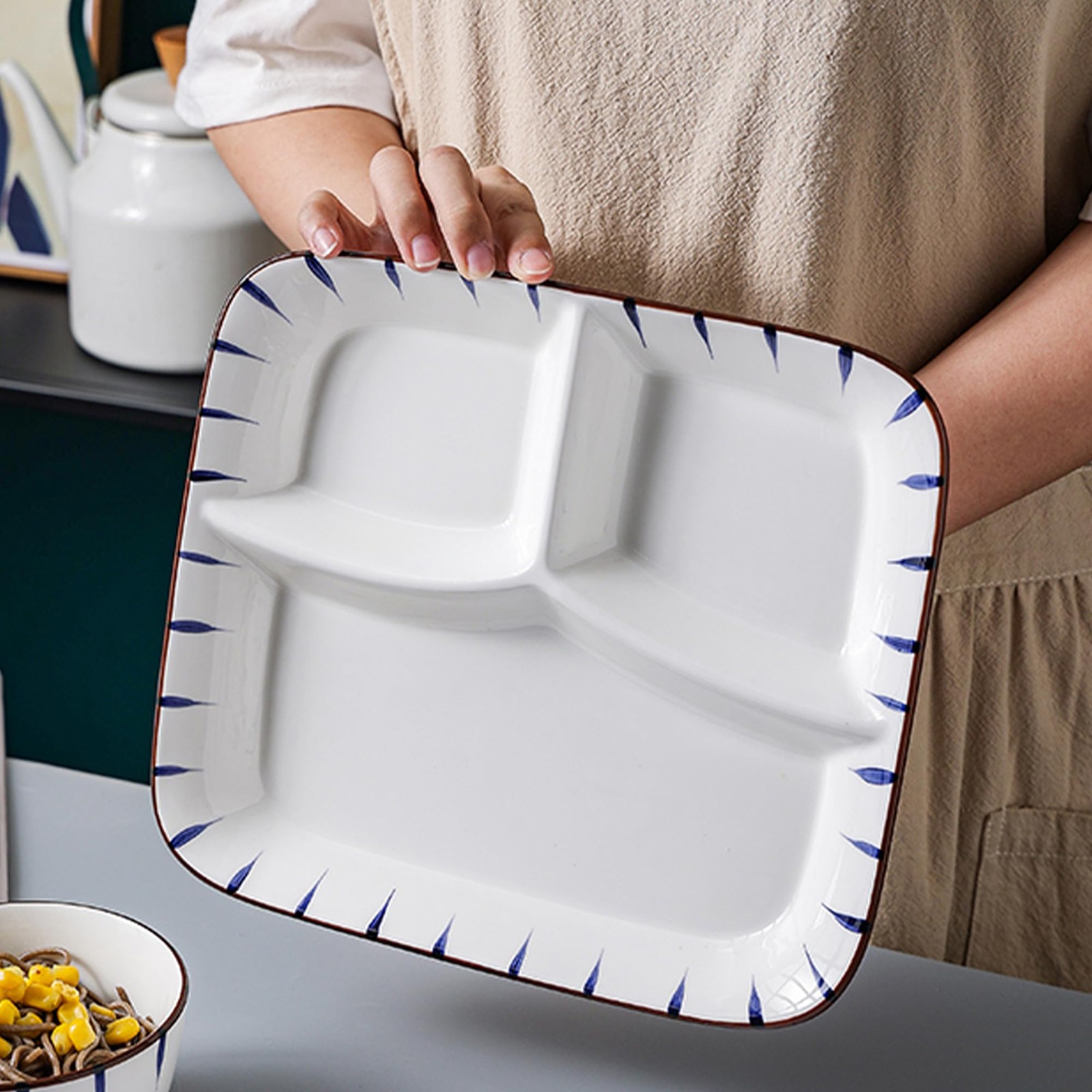 Acyhggi Ceramic Divided Porcelain – 10 Inch Breakfast Lunch Bowl Portion