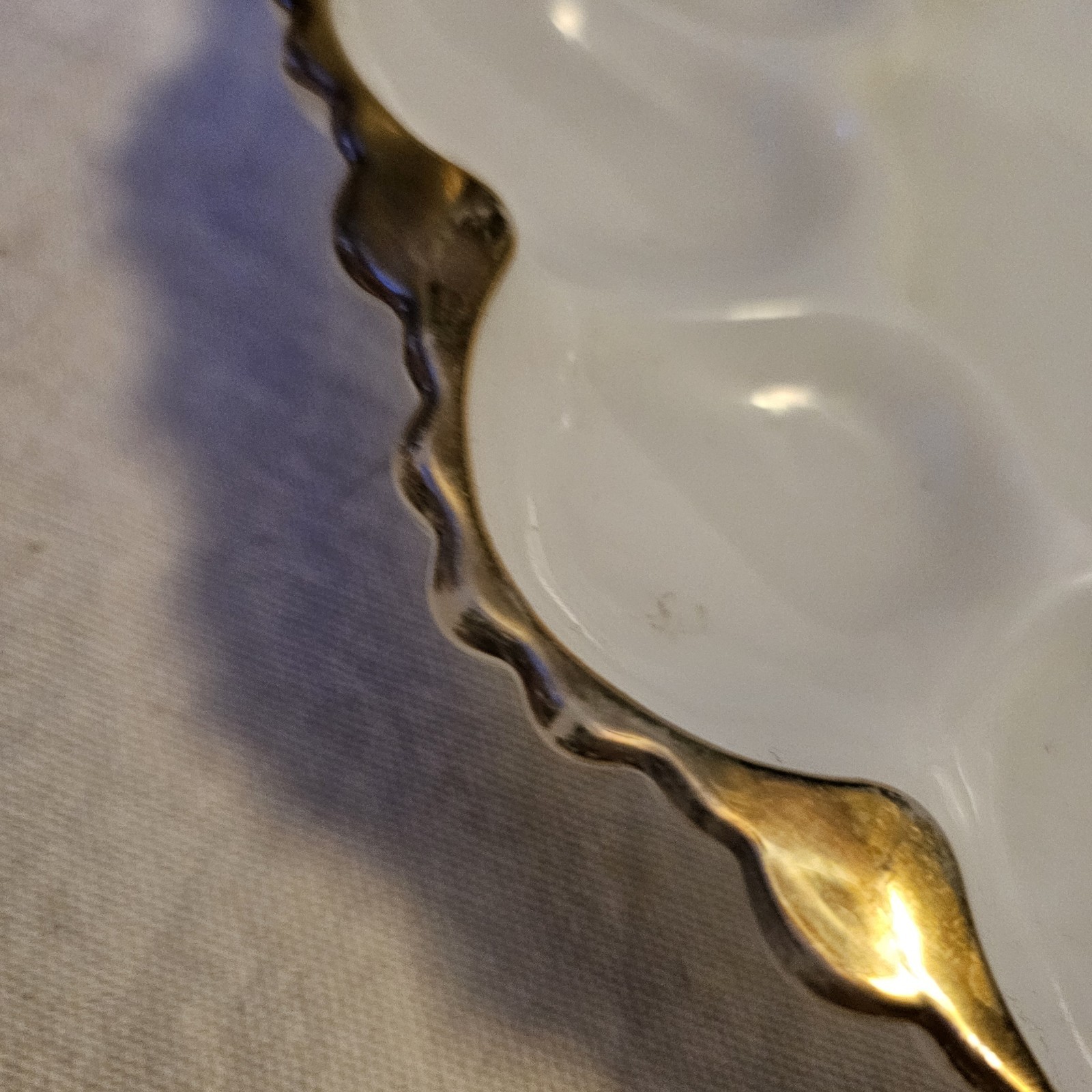 Vintage Anchor Hocking Milk Glass Deviled Egg Plate w/Gold Trim/Edging Flawed