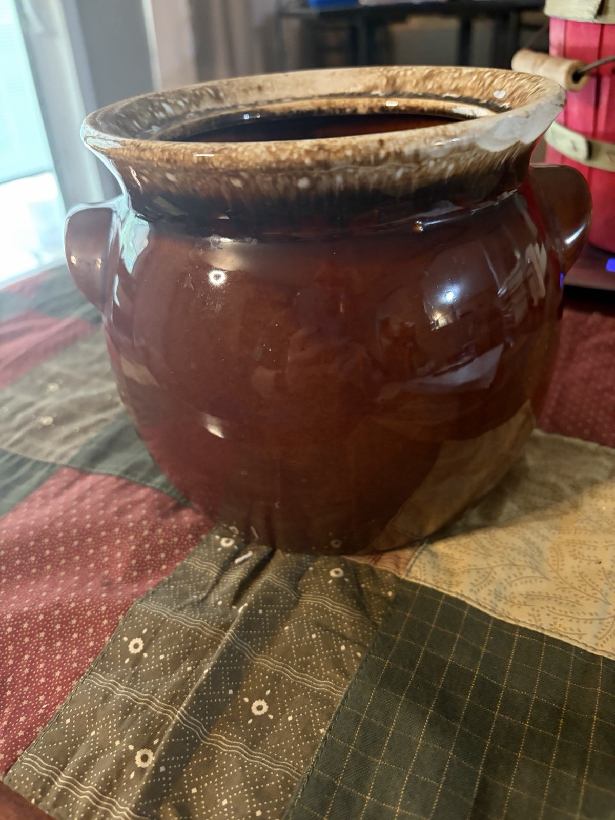 Hull Oven Proof Brown Ceramic Earthenware Jar With Handle USA