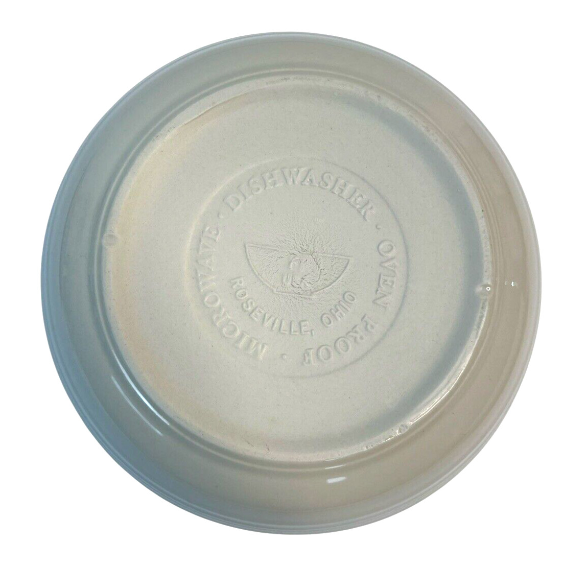 FP Friendship Pottery Flower Round Vegetable Serving Bowl 9 IN Beige Blue -USA