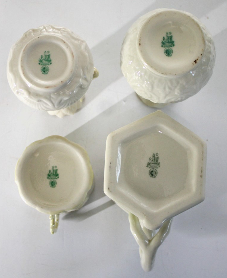 VINTAGE Mix of 19 Belleek Ireland Pottery Pieces 6th Mark (1965-1980) 3rd Green