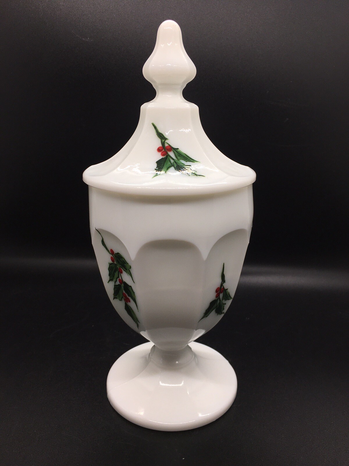 Vintage Westmoreland Milk Glass Colonial Holly Candy Dish Pedestal Candy Dish