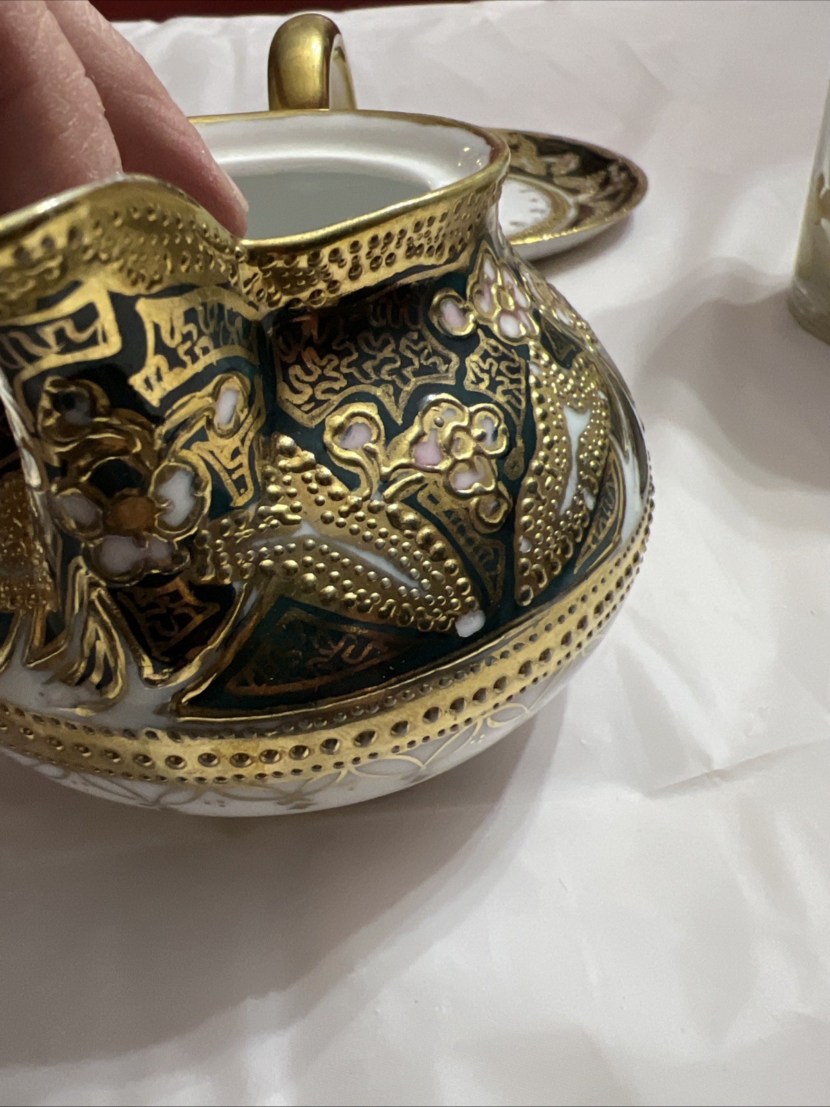 Nippon Hand Painted Creamer And Saucer