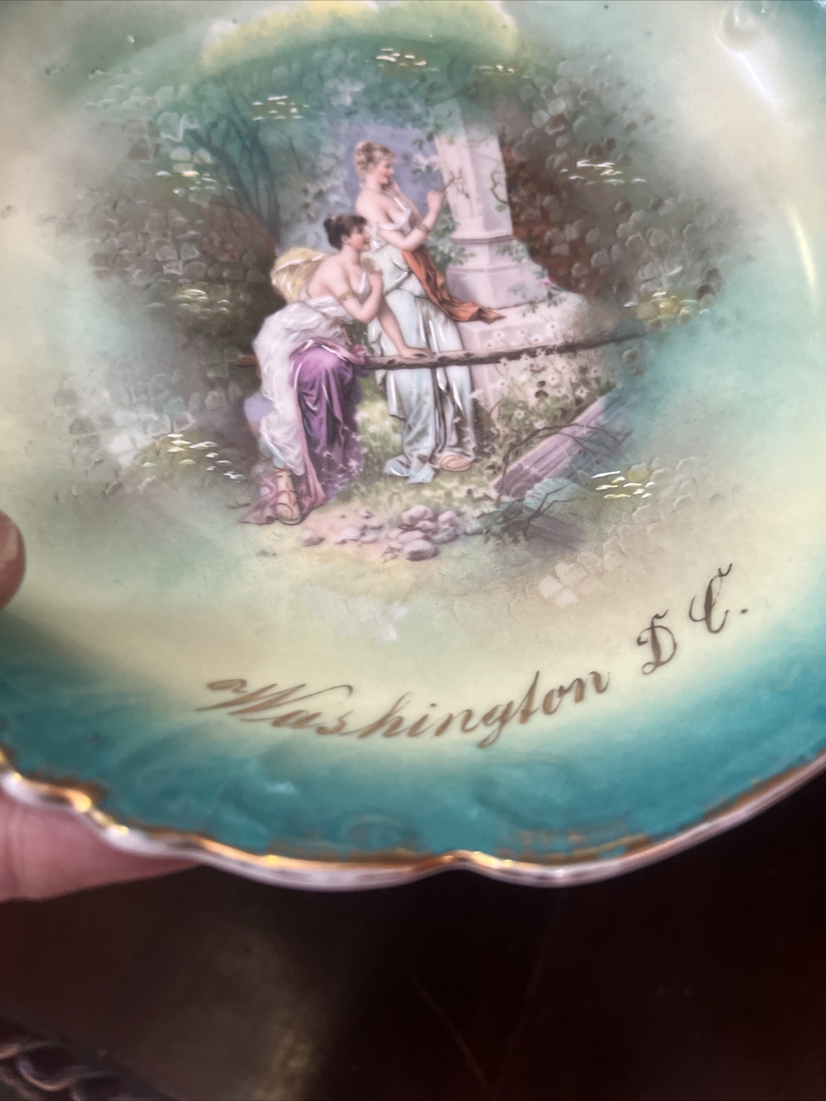 Antique Bavaria Floral Neoclassical Women Ornate Fruit Berry bowl Centerpiece