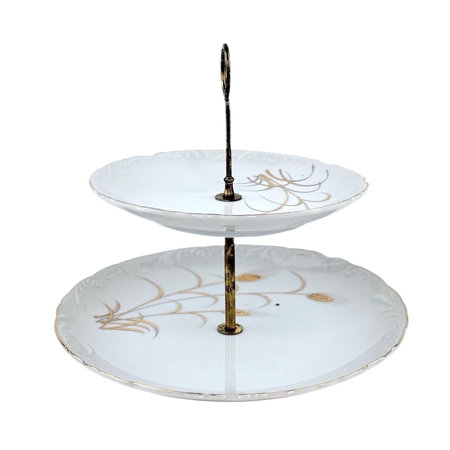 Vintage Lipper & Mann Two Tiered Tidbit Server Golden Wheat Pattern Fine China