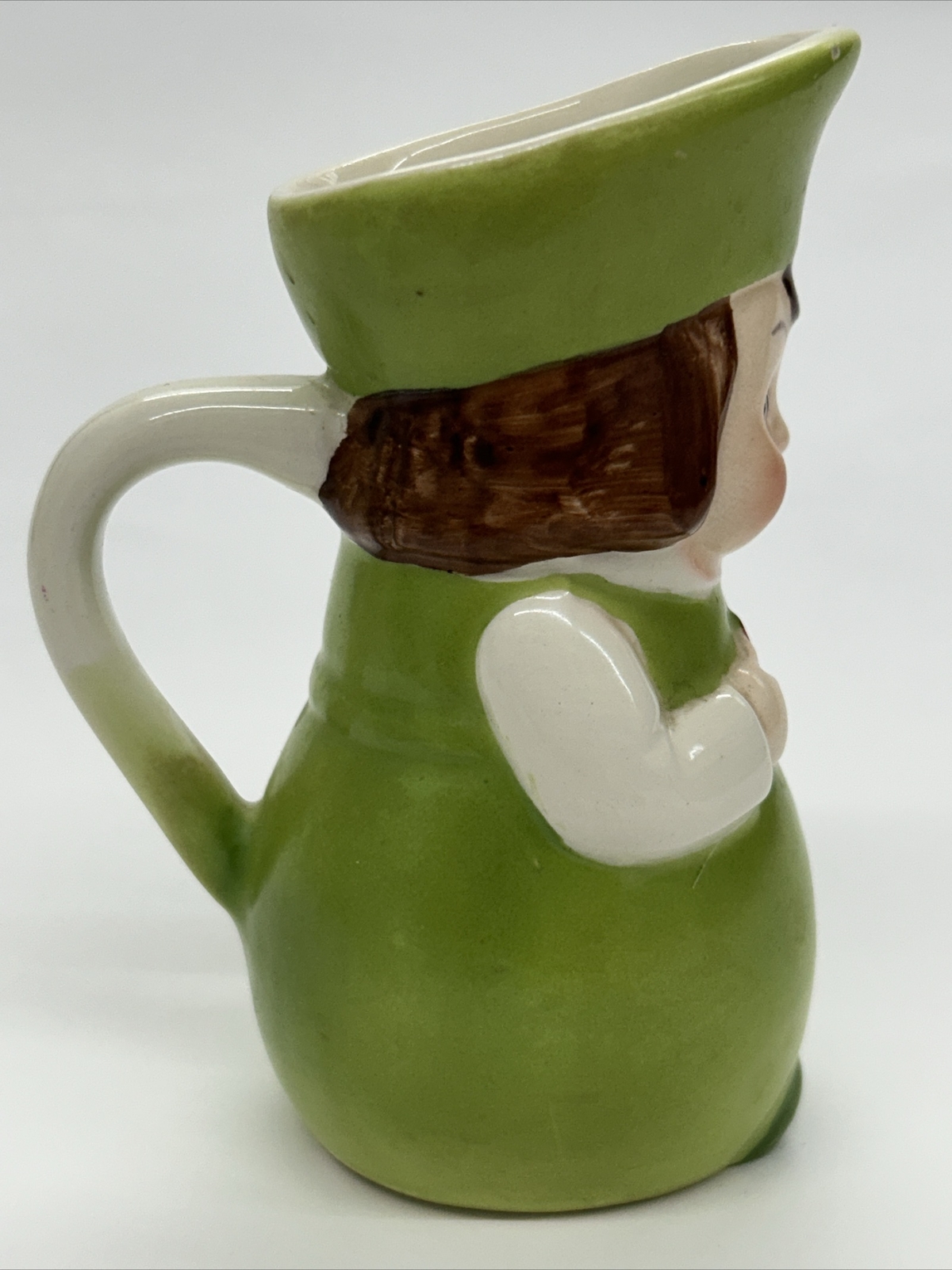 Goebel Green Dutch Figural Cream Pitcher Full Bee Mark 1950-1959 S-486 3/0