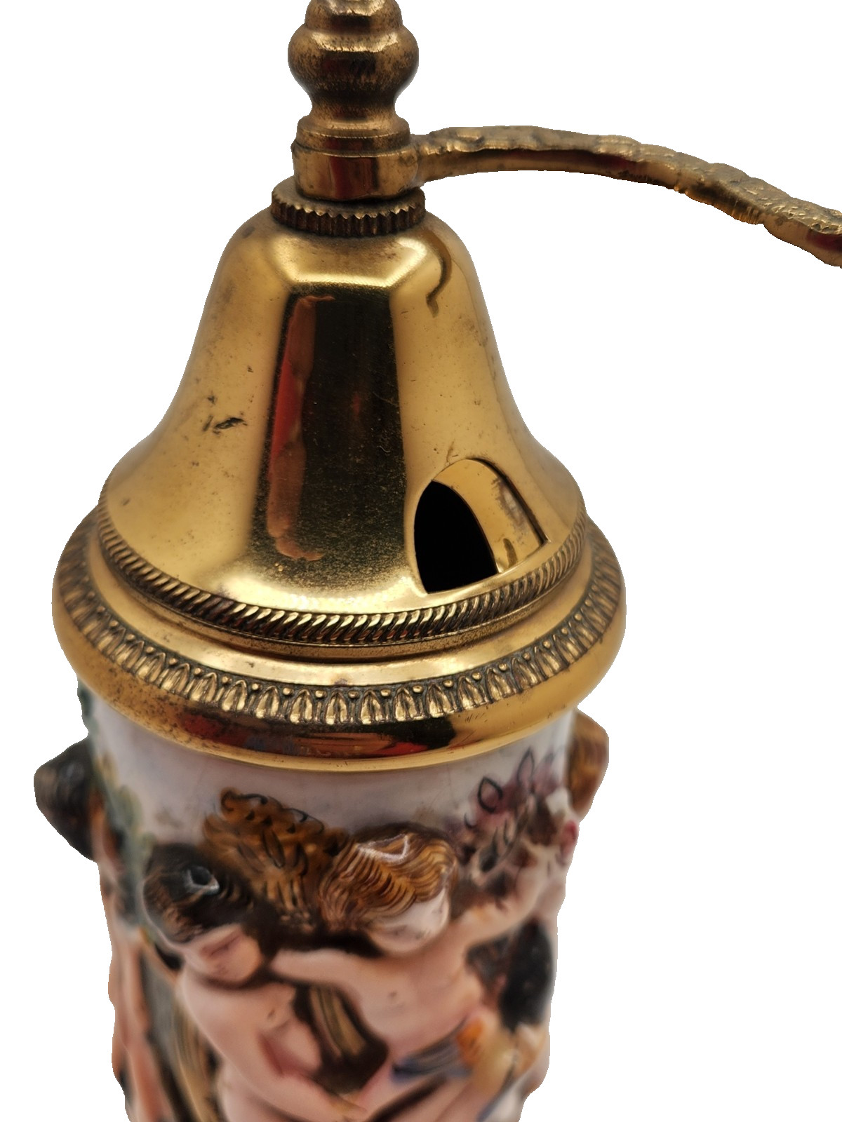CAPODIMONTE PEPPER GRINDER W/CHERUBS & REUGE MUSIC BOX – Vtg