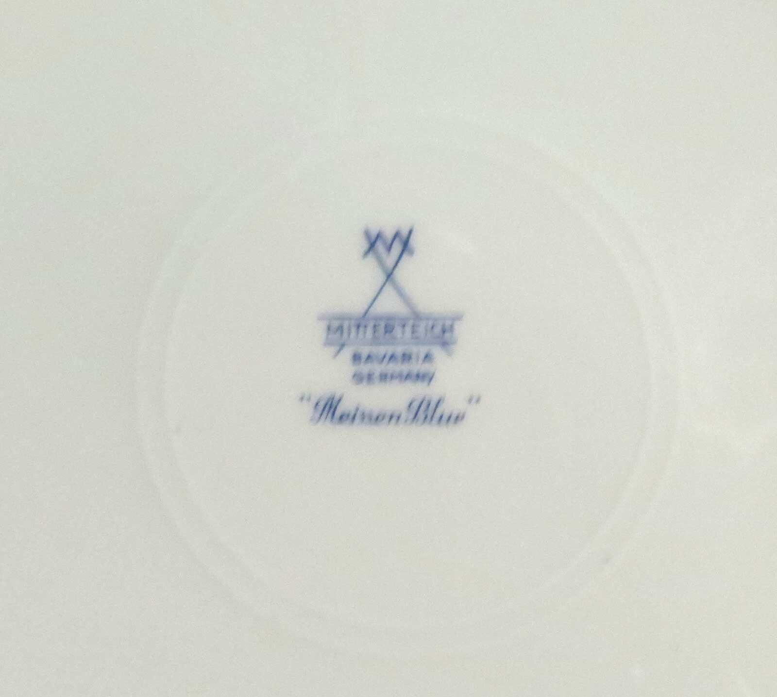 Mitterteich Meissen Blue Bread and Butter Plate Floral Bouquet Scalloped Germany