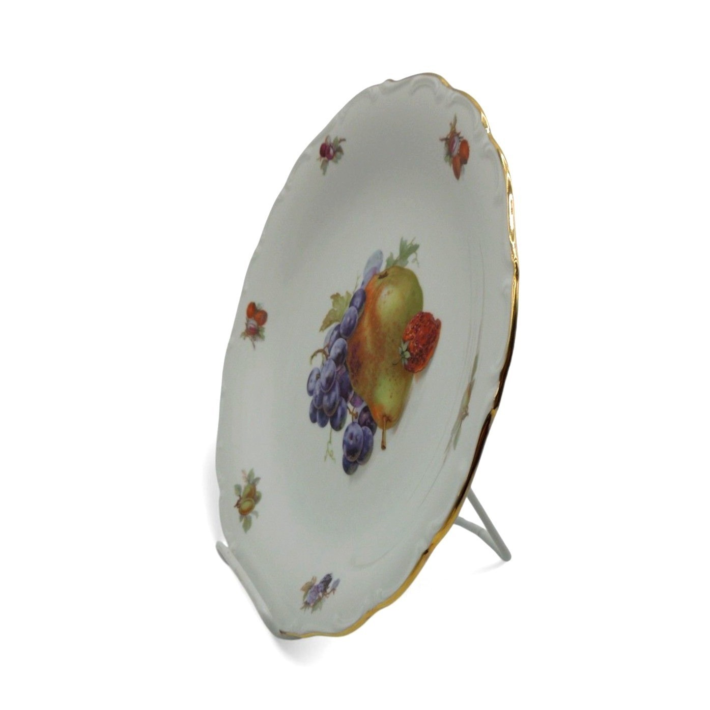 Vintage Schumann Bavaria Germany Fruit Plate Gold Trim Decorative Platter 12″