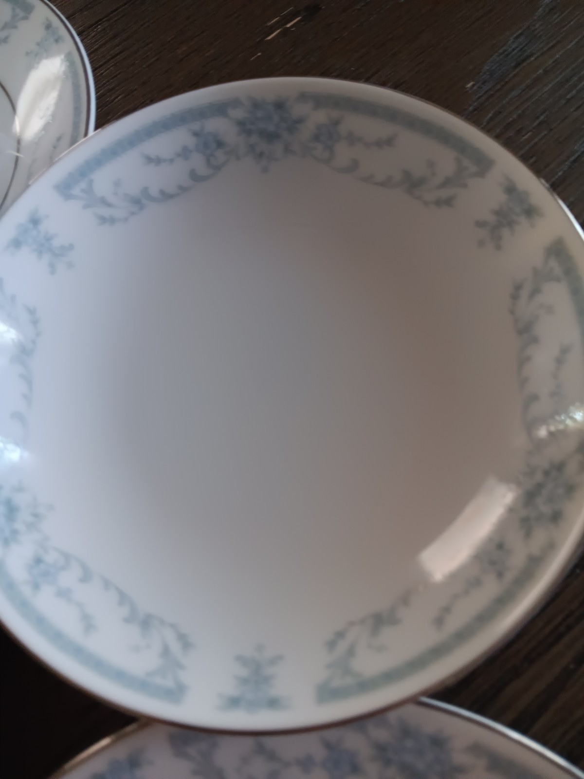 Five Piece Set Of Sheffield Blue Whisper China Plate- Desert- Bowl- Cup & Saucer
