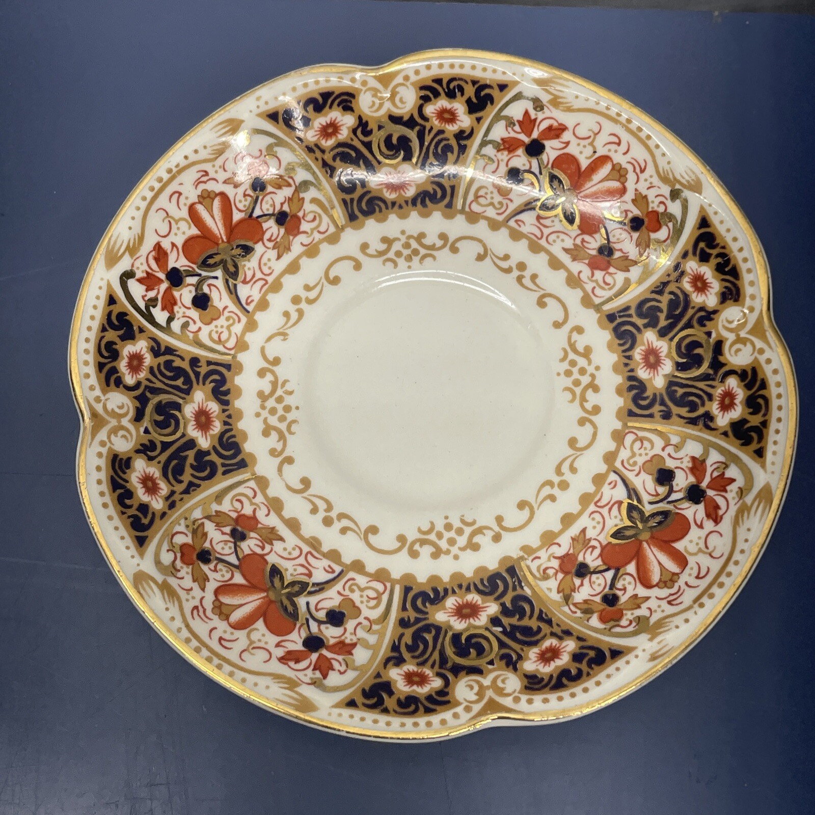 Rare Rutland Johnson Bros Demitasse Cup & Saucer Cobalt Blue Rust / Gold Floral