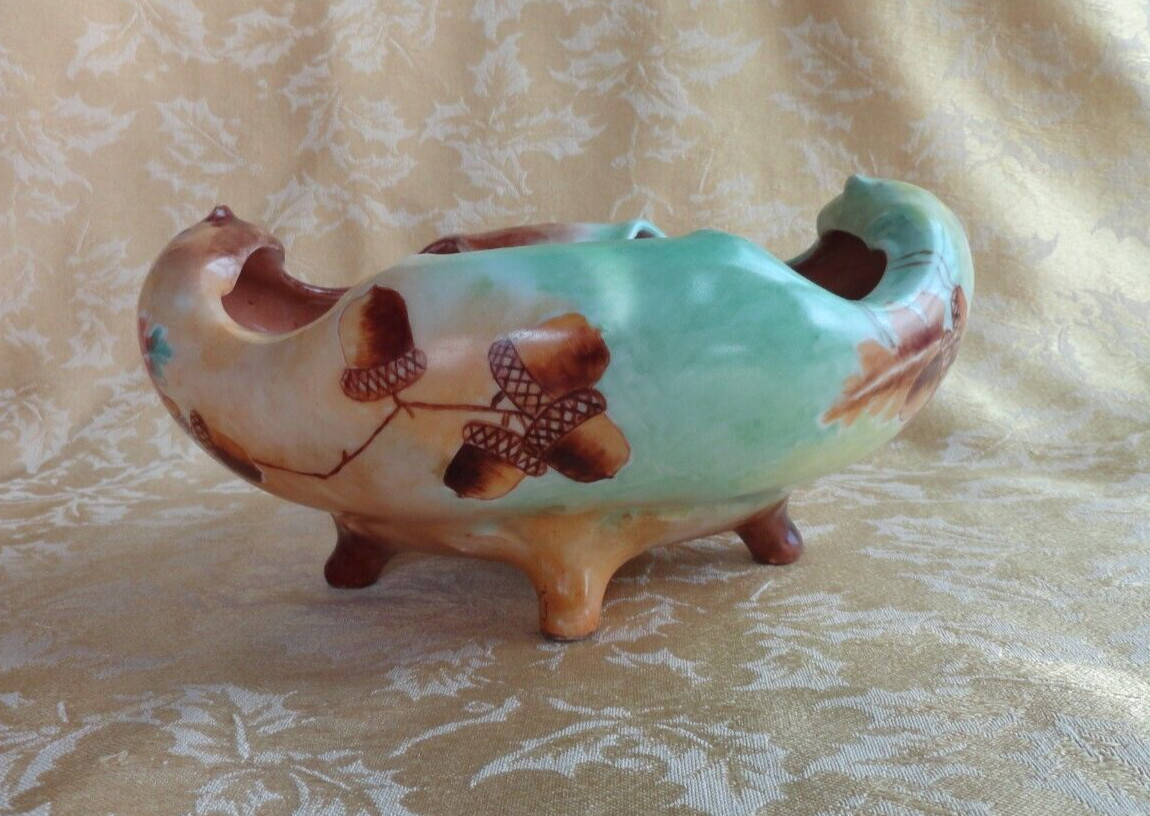 ANTIQUE ROSENTHAL R.C. BAVARIA HAND PAINTED FOOTED NUT BOWL SIGNED CA. 1891-1906