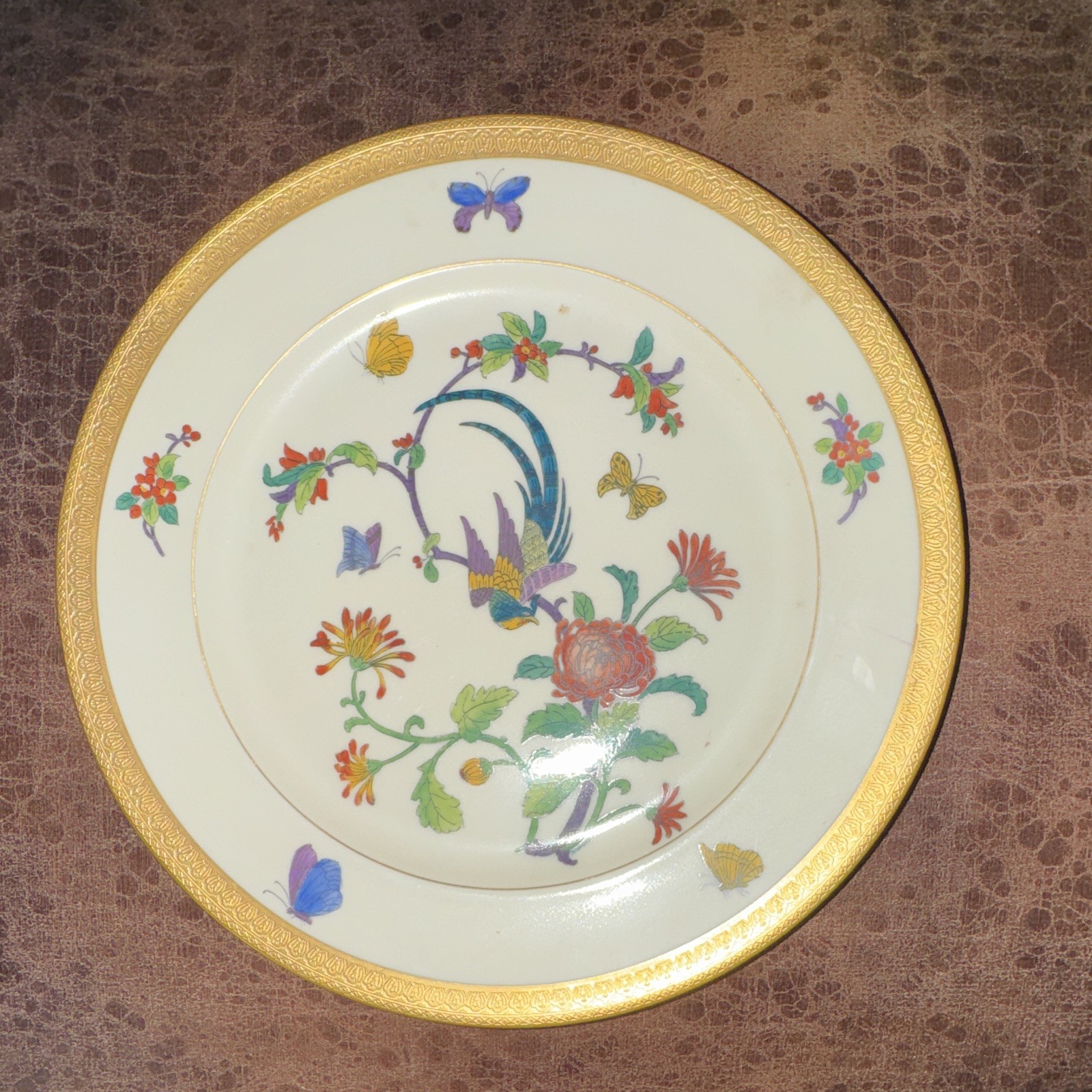 Rosenthal Selb Bavaria Round Porcelain Plate White Floral Butterfly Gold Trim