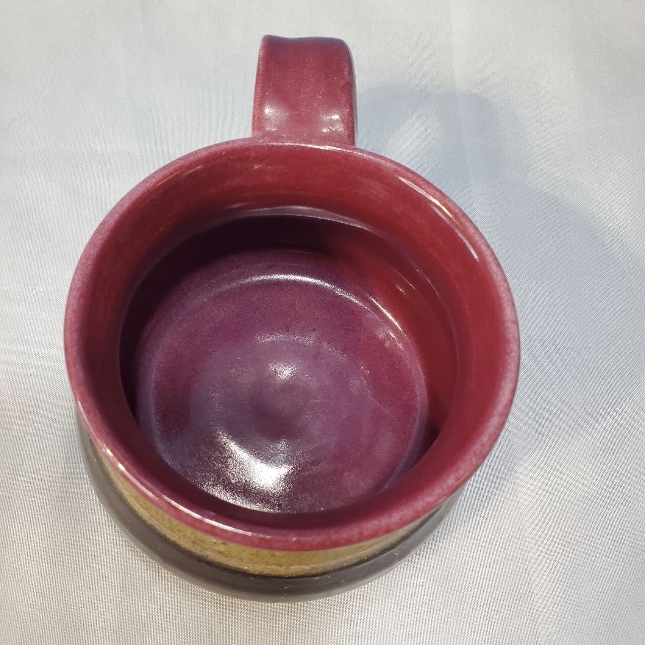 Art Pottery Small Cup Brown Burgundy Glaze Signed Stoneware Charlie Imbaden