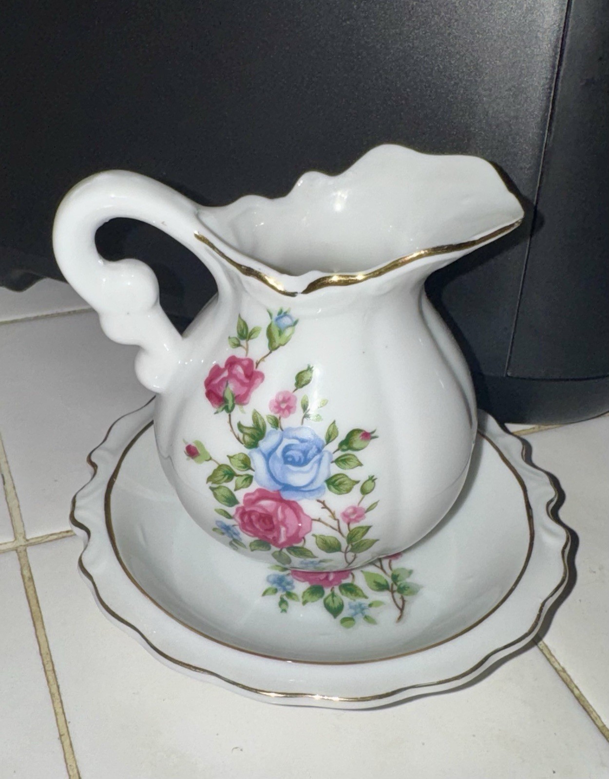 Vintage Royal Crown Porcelain Pitcher/Creamer and Saucer Set