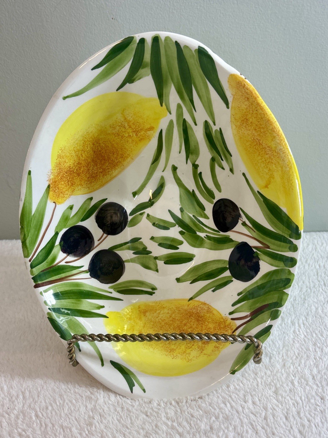 Bassano Ceramics 10.5” Hand Painted Asymmetrical Ceramic Bowl. Made In Italy.