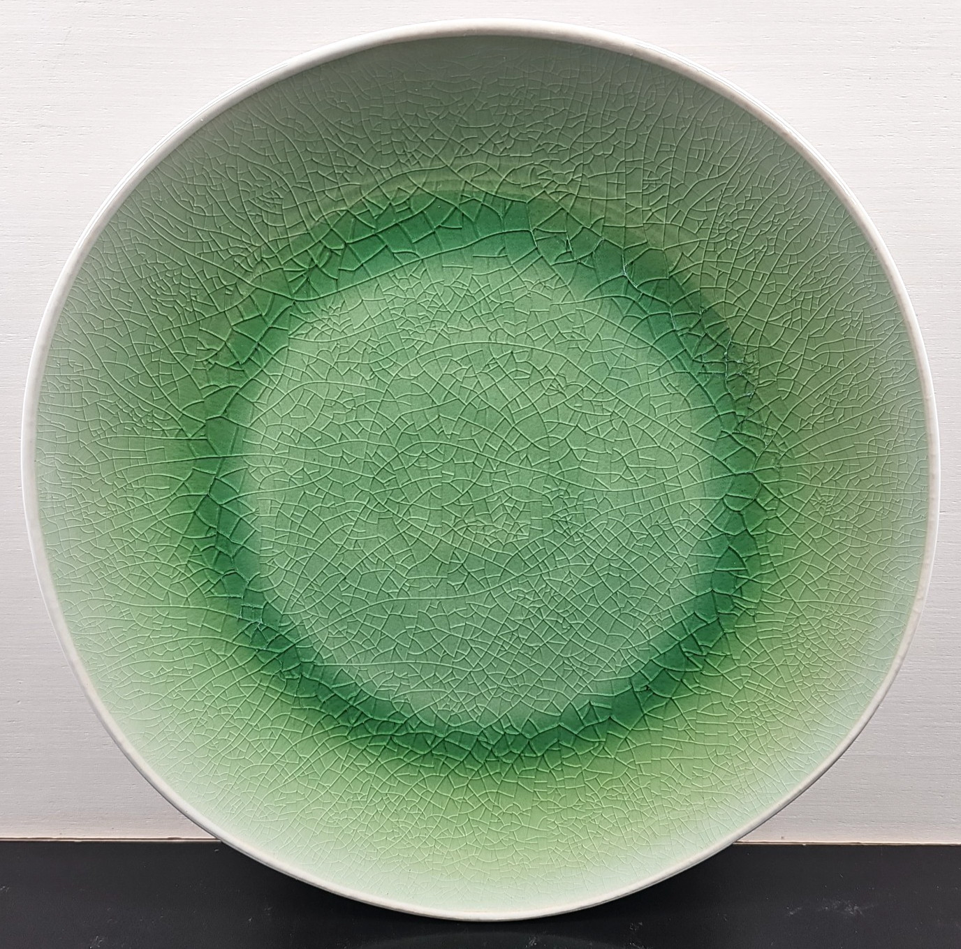 8 Roscher Crackle Glass Green Dinner Plates Set Elegant Stoneware Table Dish Lot