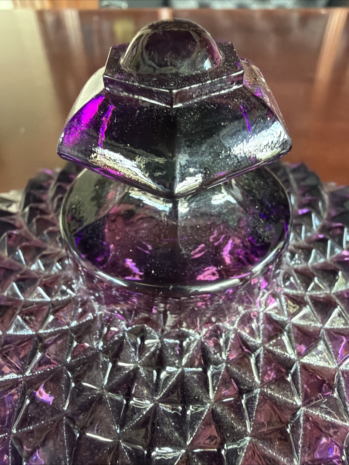 Vintage Westmoreland Glass Amethyst/Purple Sawtooth Covered Candy Dish Signed