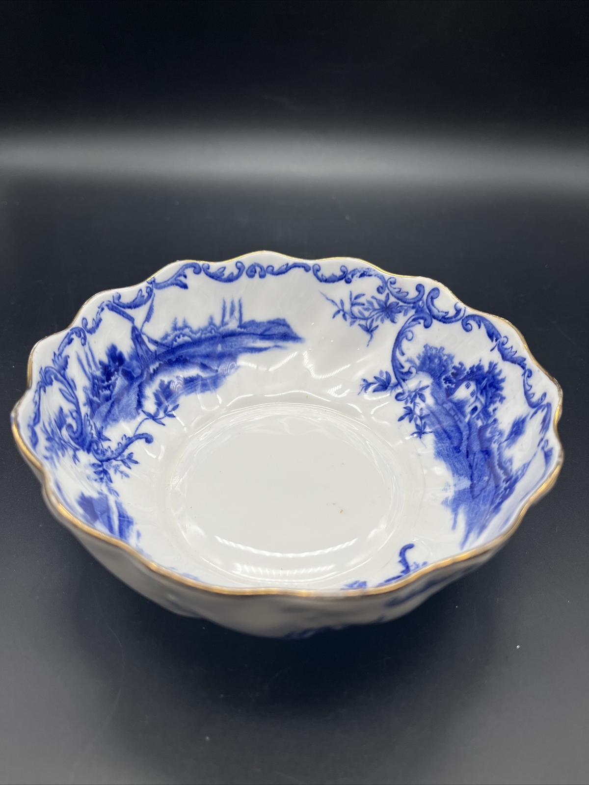 Vtg/antique William Alsger Adderley & Co. Delph Fine Bone China Bowl Blue READ