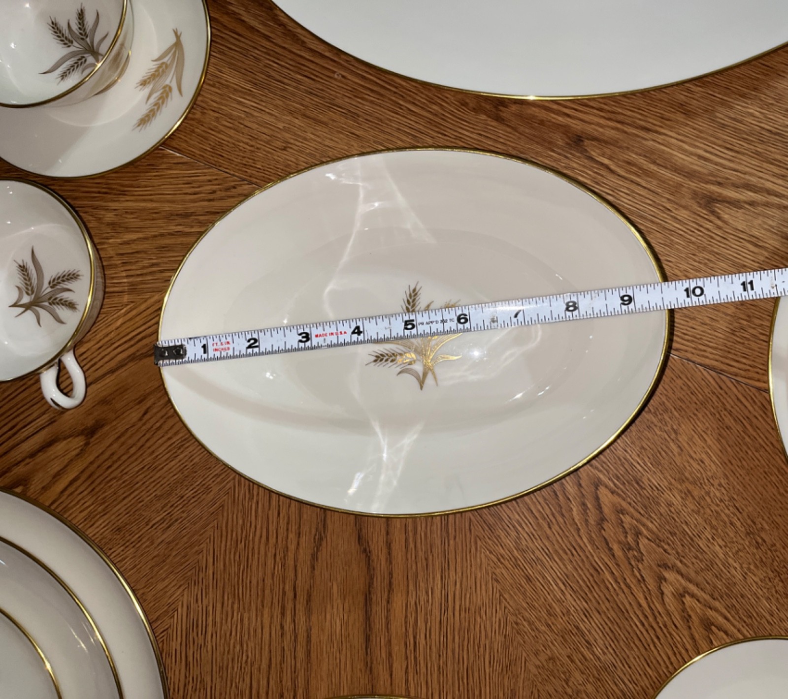 VTG 70 Pcs Wheat by Lenox MCM Ivory Porcelain Dinnerware Platter 24k Gold R 442