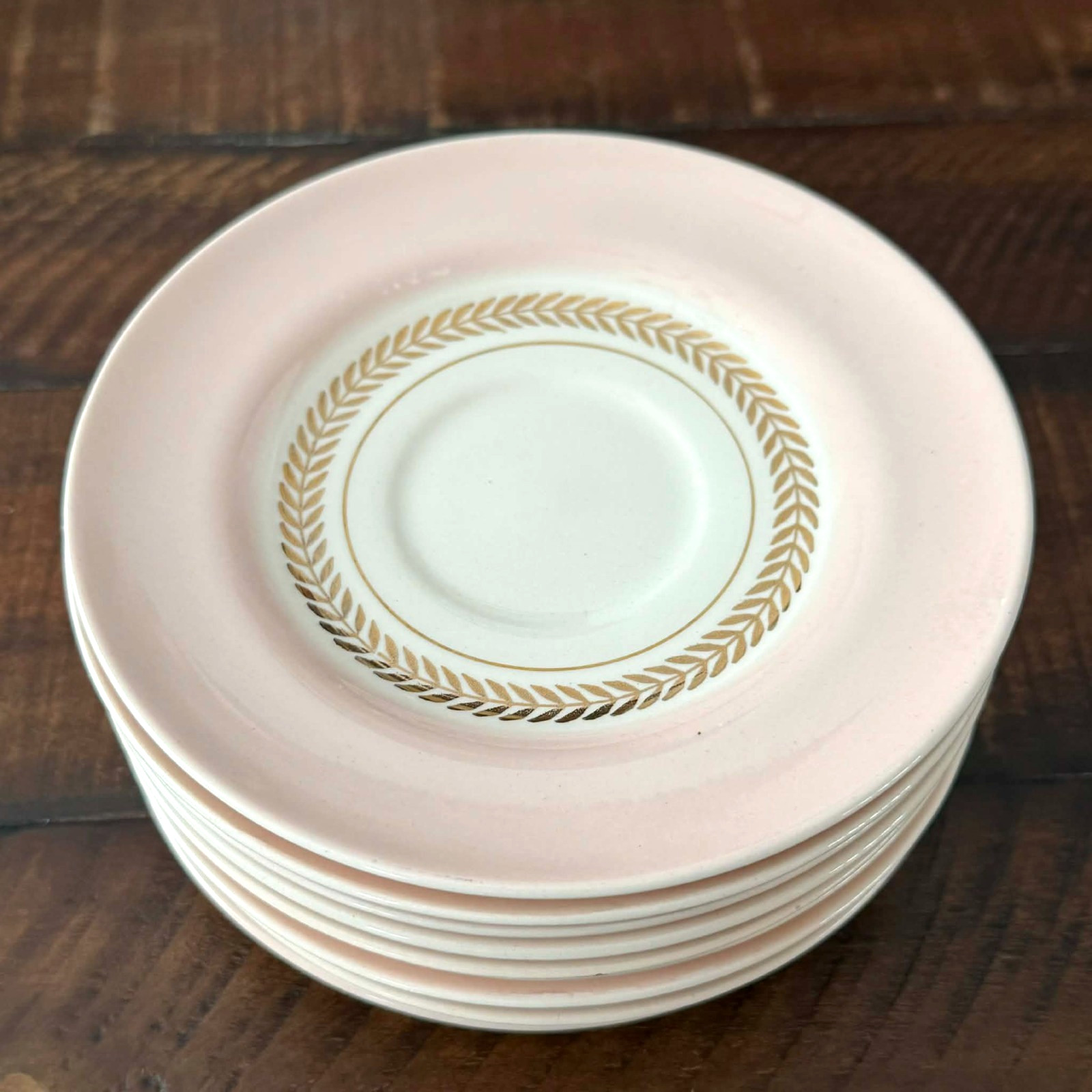 Candle Light American Limoges 22-k Gold Federal Pink Saucer Plate Lot Of 10