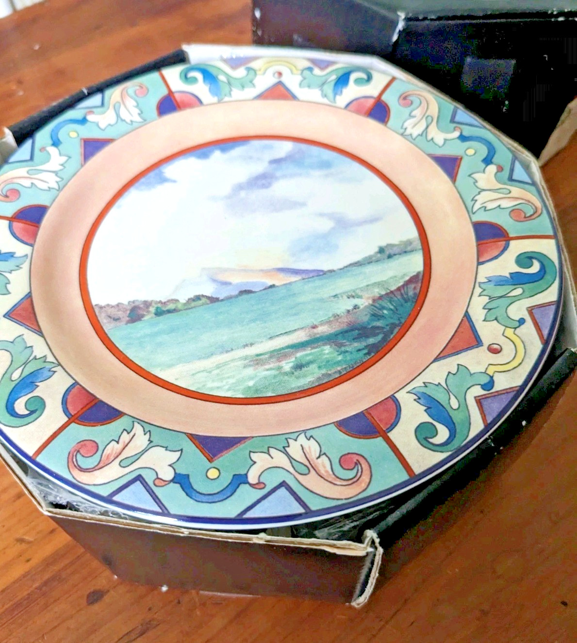 VTG Gien France ‘Ottoman’ Canape Plates Set / 6 New In Box 6.5″