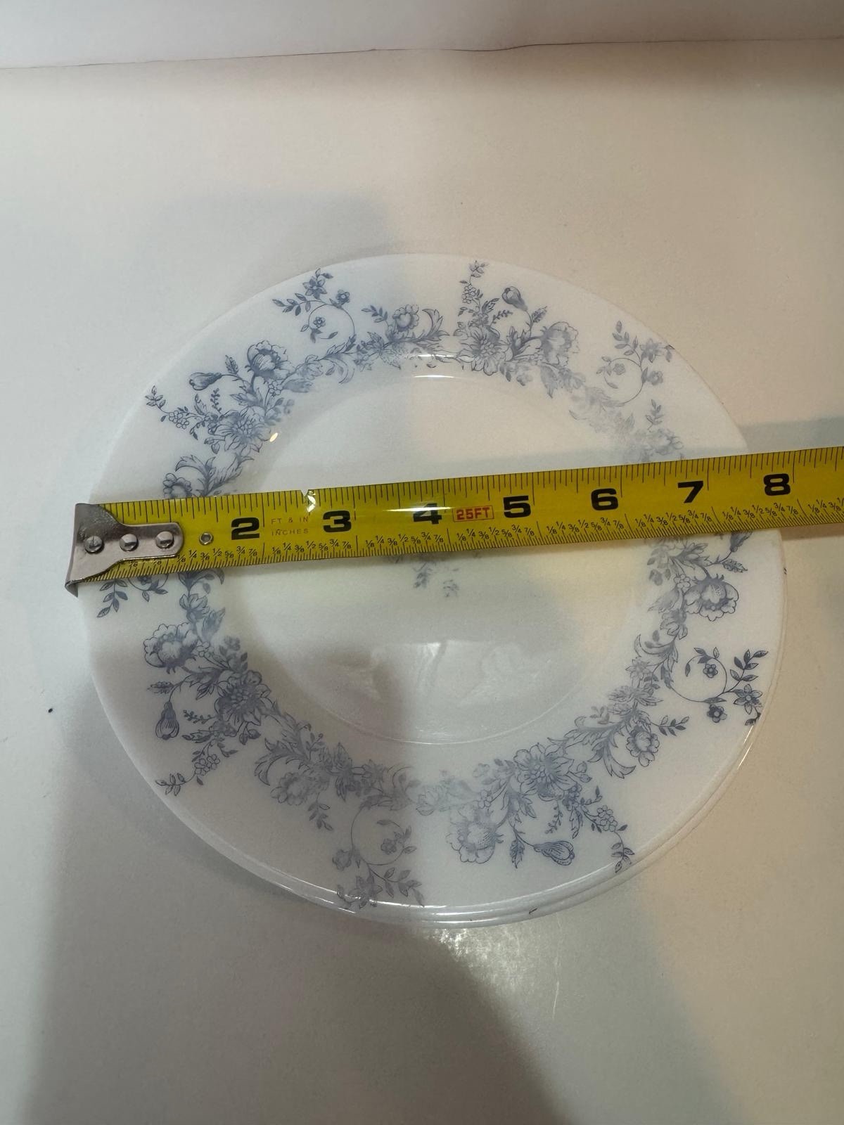 Vintage Arcopal France Glenwood Dinnerware Set –Blue Floral Milk Glass|15 Pieces