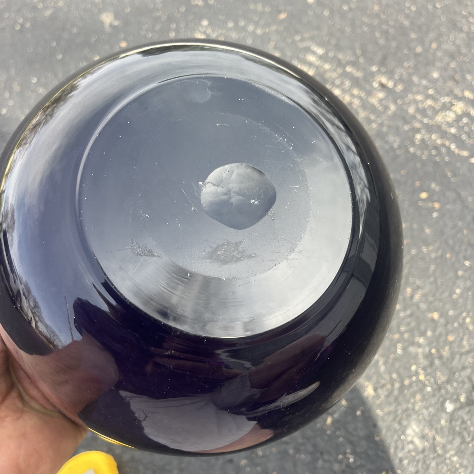 Vintage Amethyst Glass Large Mixing Bowl Hand Blown MCM Beautiful Purple
