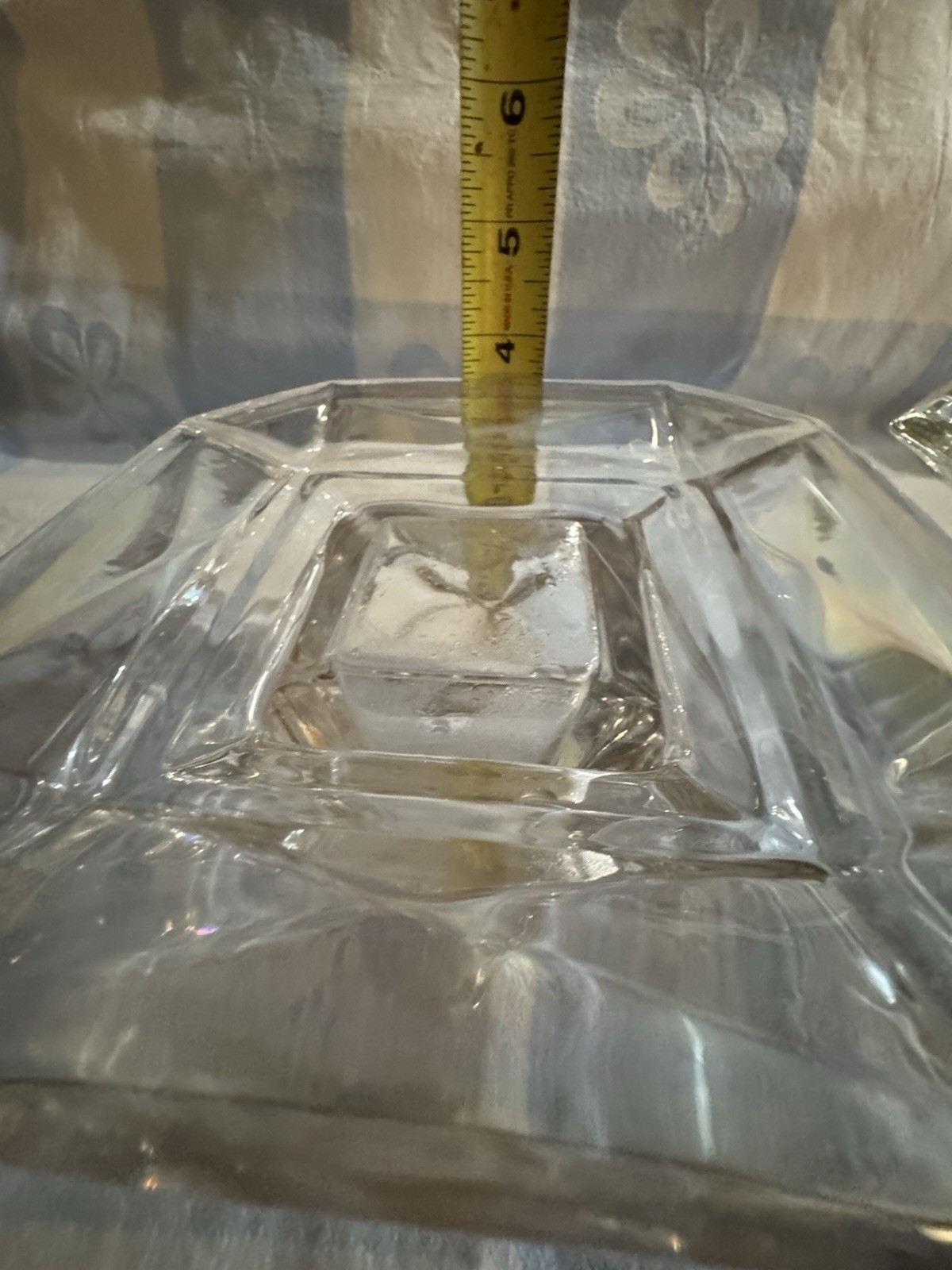 Lot of 2 Clear Glass Square Bowl Set Dishes Approx 6 in Wide Clear Glass