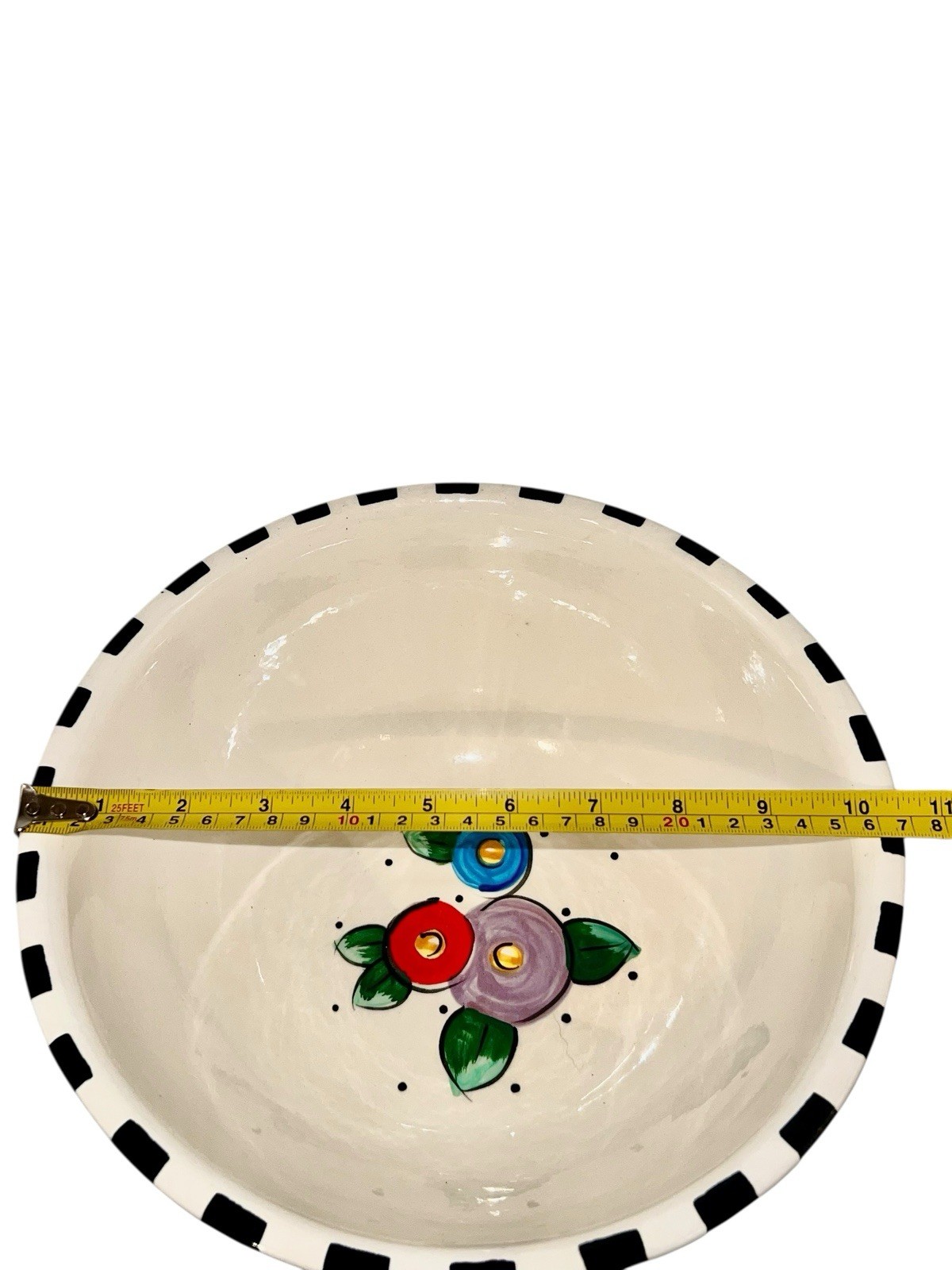 VTG GAETANO Pottery Mary Engelbreit Serving Mixing Bowl Rose Flower Design 1994