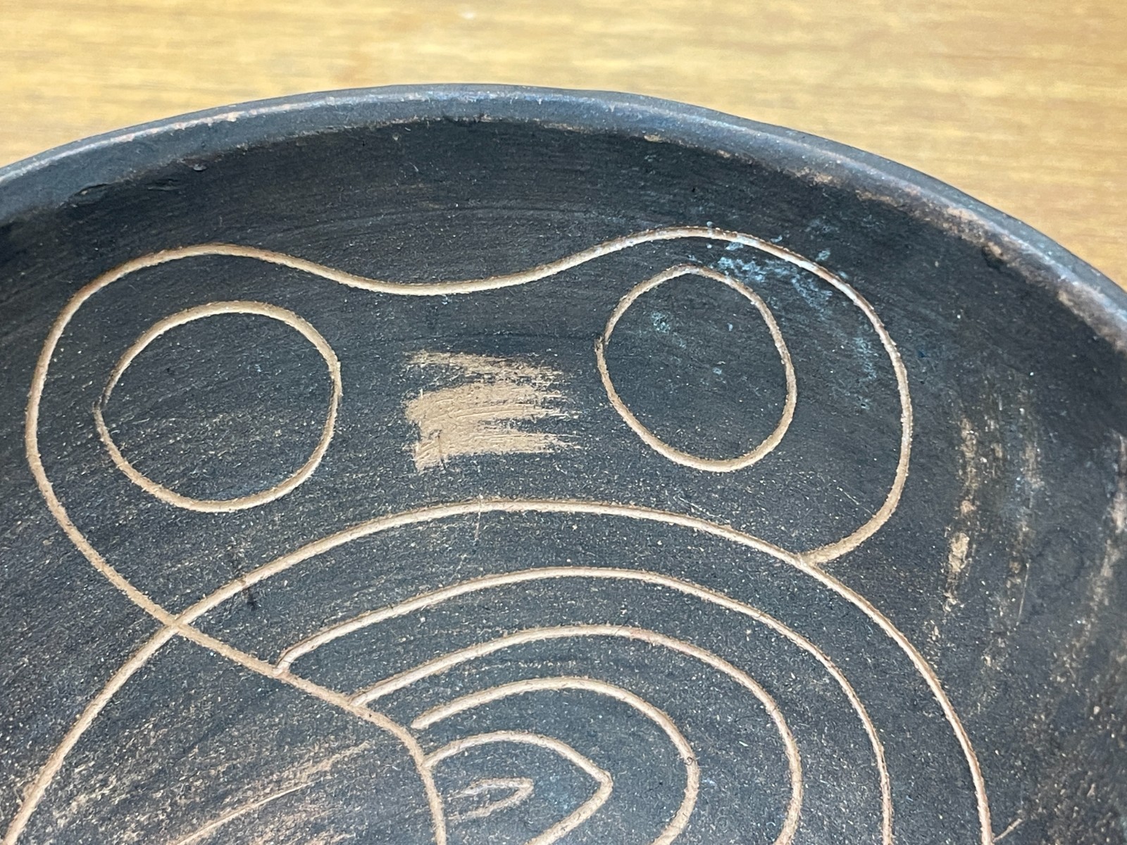 Vintage Raymor Italy Asymmetrical Bowl Abstract Design MCM-Sgraffito technique