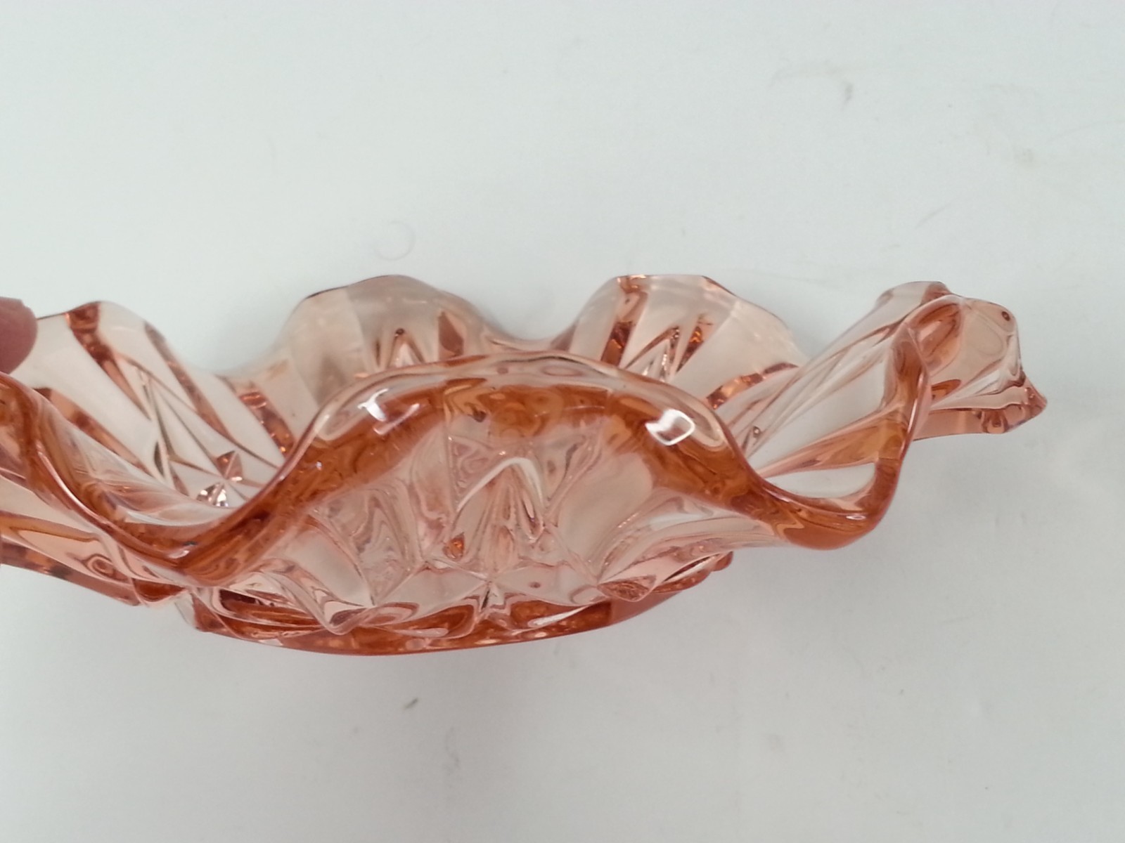 2pc Pink Glass Bowls Dishes Fruit Pattern