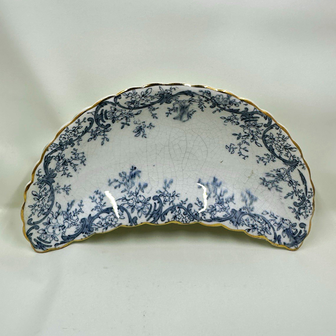 6 Bone plates Blue & White Floral Glossy Ceramic Pottery