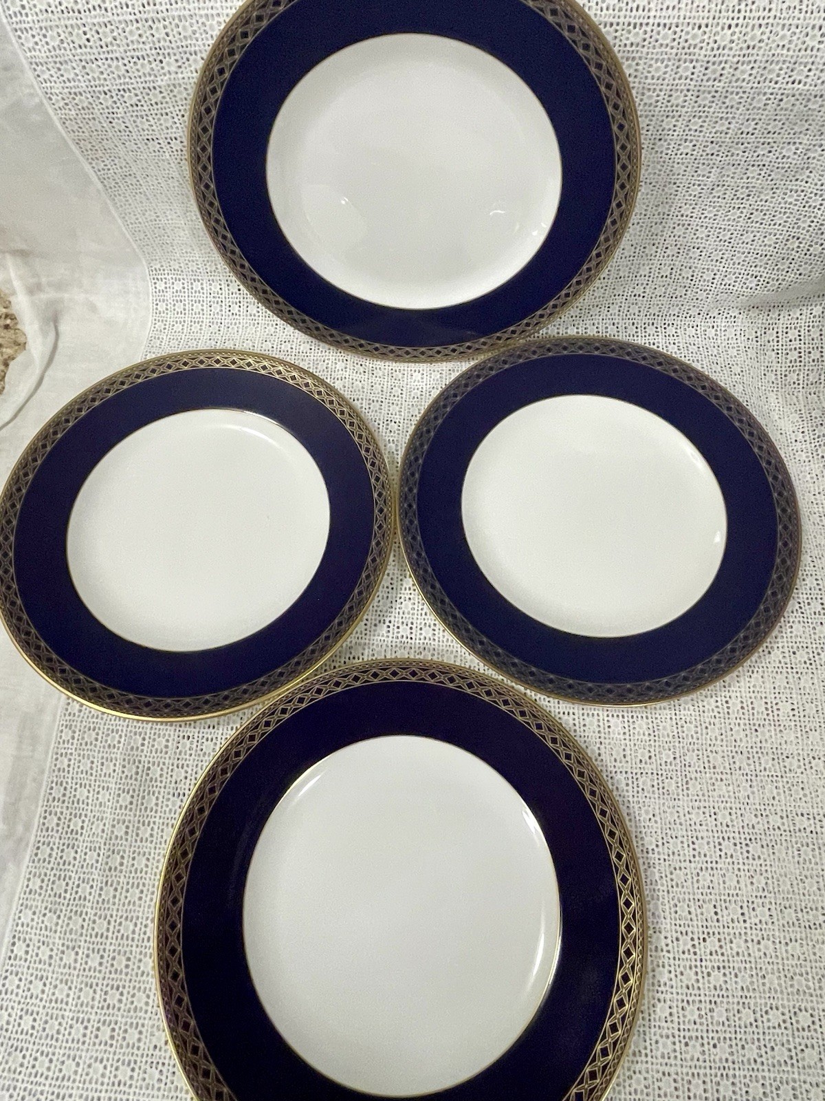 4 Waterford Powerscourt Fine Bone China 8″ Salad/Dessert Plates Made in England